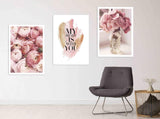 Flowers wall art paintings on canvas Home wall decor Printable wall art set of 3 Valentines day gift Pink painting Flowers on canvas