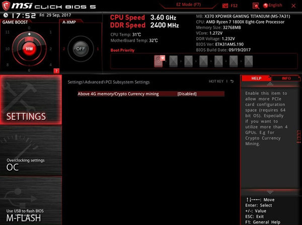 Mining Motherboard Settings