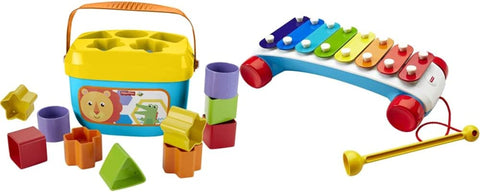 Baby'S First Blocks & Chatter Telephone, Pull Toy Phone for Walk-Along Play, Multicolor (FGW66)