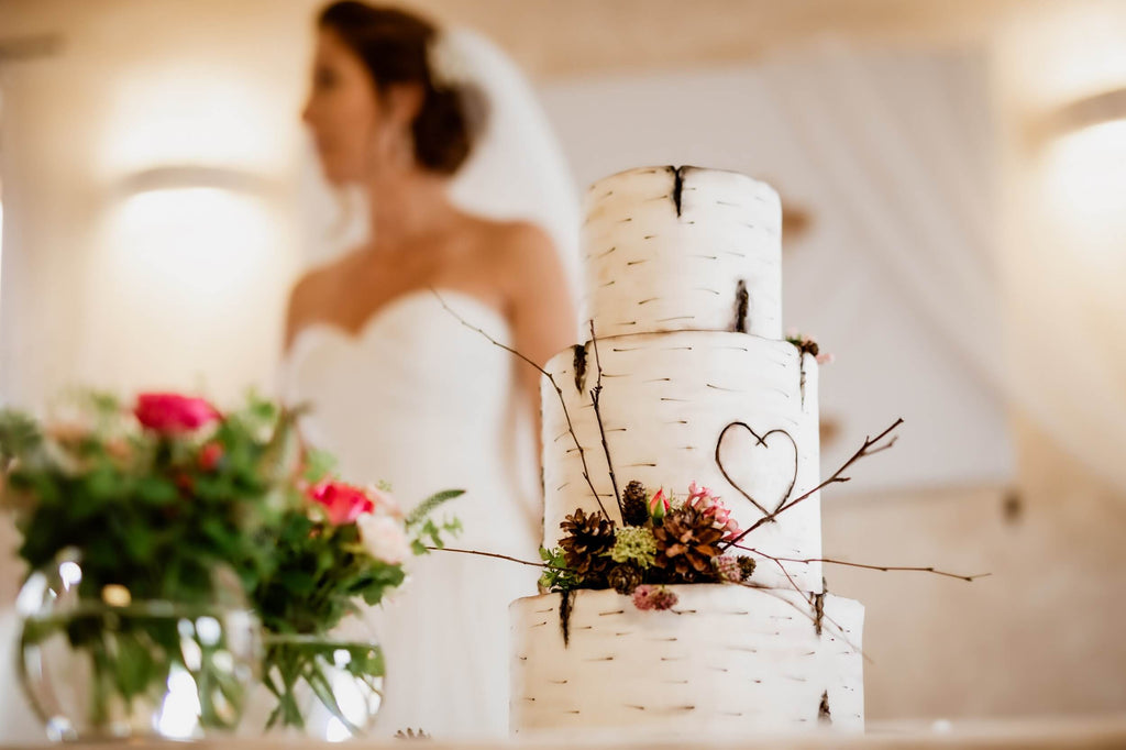 rustic wedding decor ideas birch bark wedding cake