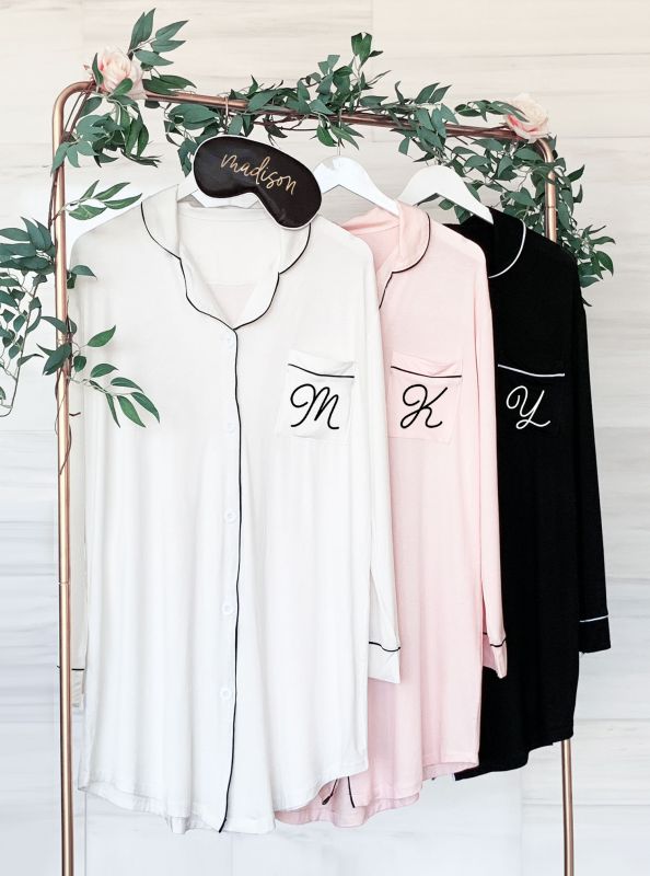 monogram sleep shirts gifts for bridesmaids and bridal party