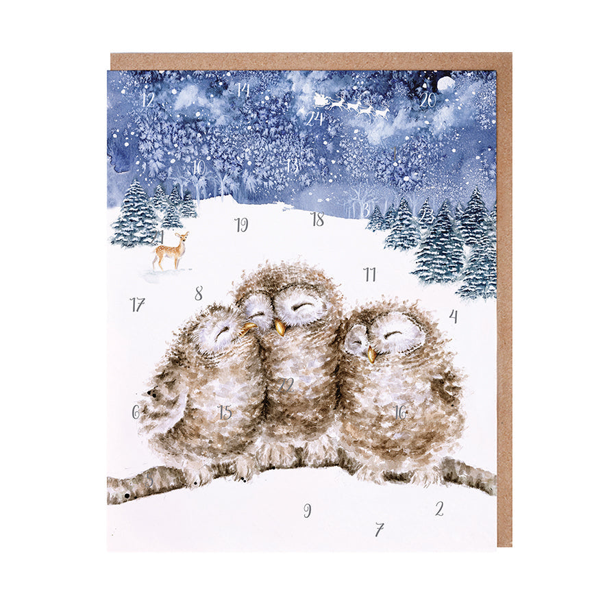 Wrendale Designs Advent Calendar Card OWLS Mulberries & Co