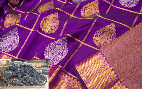 Yazhi motif on Pure zari sarees