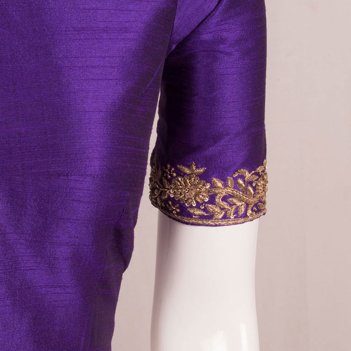 Handcrafted Zardosi Embroidered Raw Silk Blouse 10051124