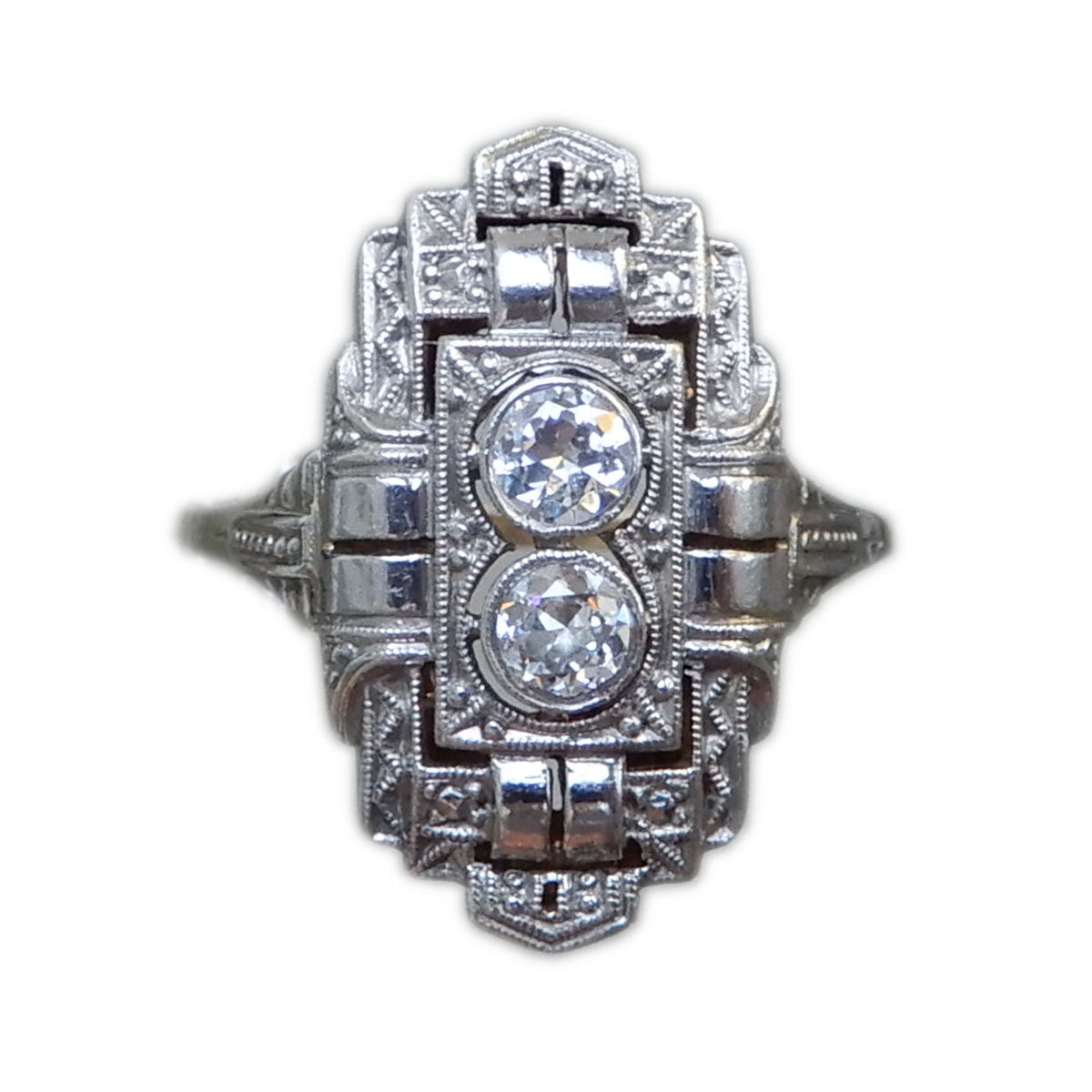 extreem zuigen chrysant Ring, Diamant, Platina, 14K, Art Deco — De Gouden Eeuw