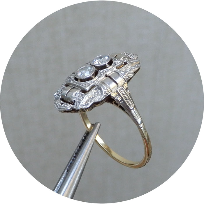 extreem zuigen chrysant Ring, Diamant, Platina, 14K, Art Deco — De Gouden Eeuw