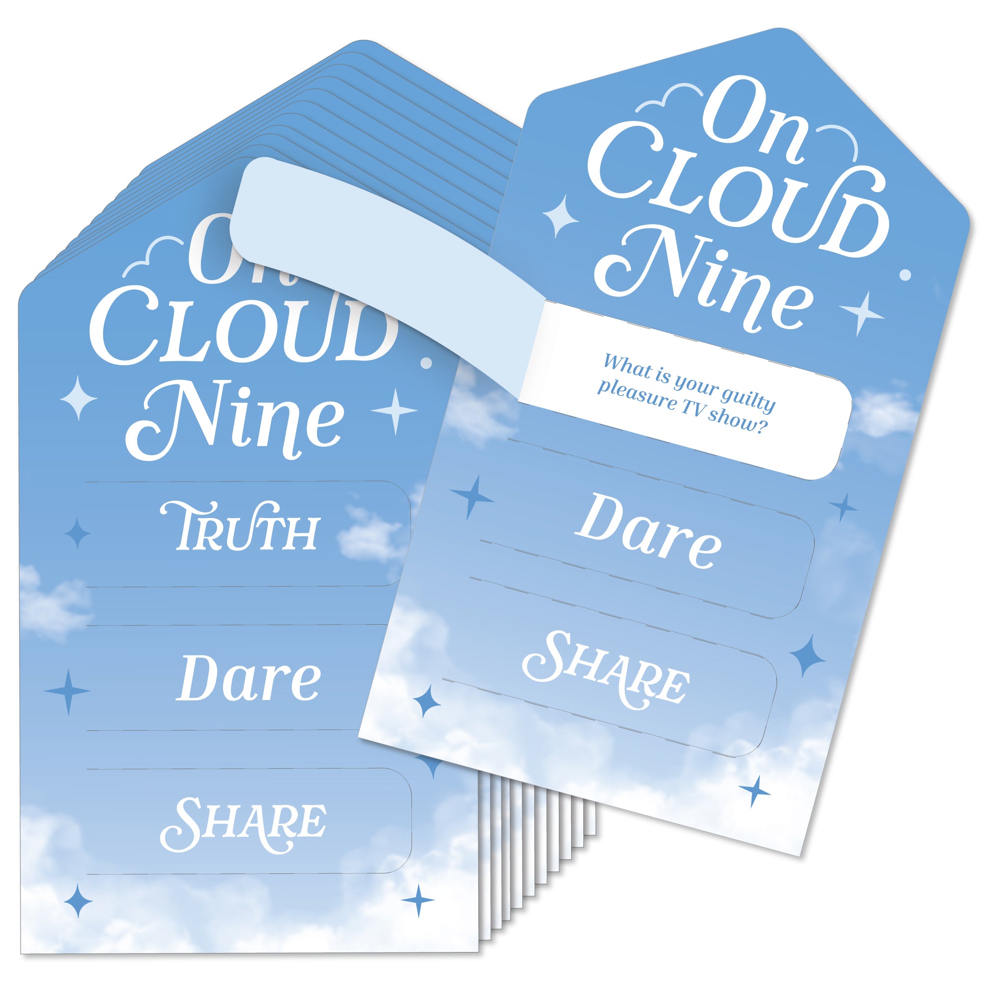 On Cloud 9 - Bridal or Bachelorette Party Game Pickle Cards - Truth, Dare, Share Pull Tabs - Set of 12 - Big Dot of Happiness product image