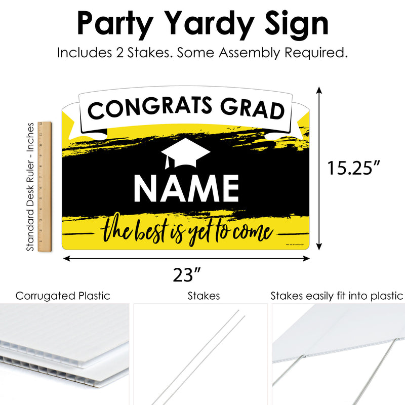 Yellow Grad - Best is Yet to Come - Yellow Graduation Party Yard Sign Lawn Decorations - Personalized Congratulations Party Yardy Sign