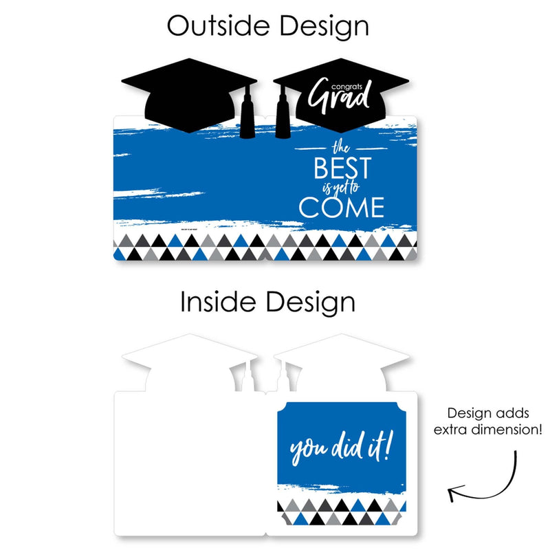 Blue Grad - Best is Yet to Come - Royal Blue Graduation Congratulations Giant Greeting Card - Big Shaped Jumborific Card - 16.5 x 22 inches