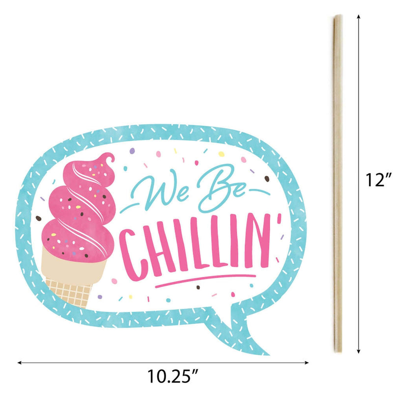 Scoop Up The Fun - Ice Cream - Personalized Sprinkles Party Photo Booth Props Kit - 20 Count