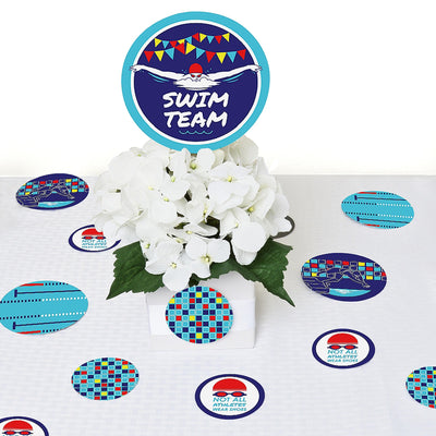 Making Waves - Swim Team - Baby Shower or Birthday Party Giant Circle Confetti - Party Decorations - Large Confetti 27 Count