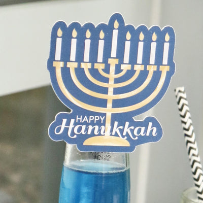 Happy Hanukkah - DIY Shaped Chanukah Paper Cut-Outs - 24 Ct.
