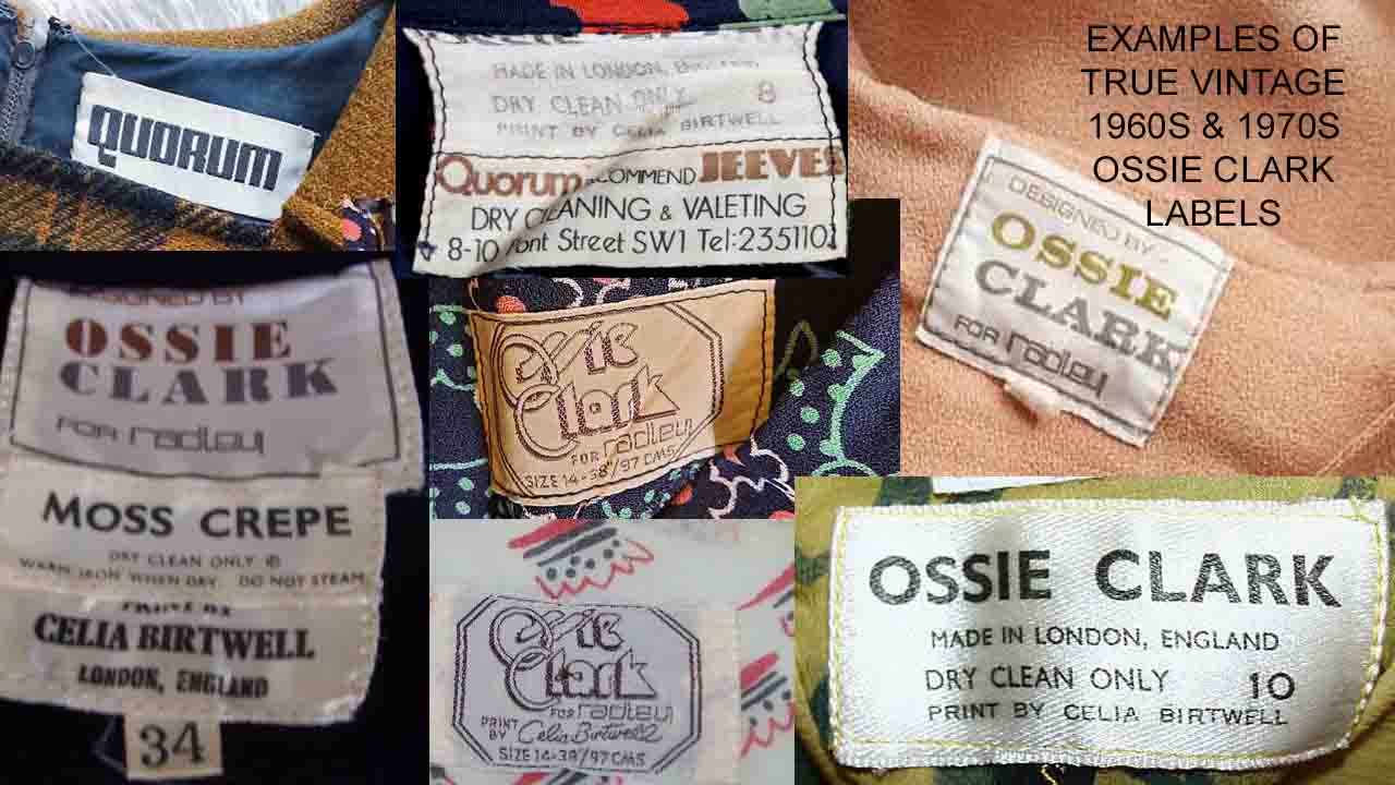 Ossie Clark Vintage 1960s-1970s labels