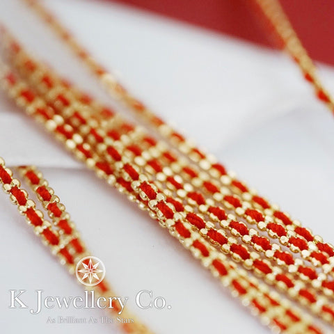 18K Gold Red Bracelet 18K Gold Braided Red String Bracelet – K Jewellery Co.