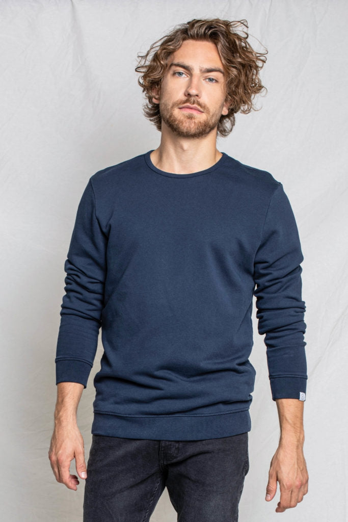 Brian Basic Round Neck Sweat Dark Navy - Sweats - Dark navy - XL