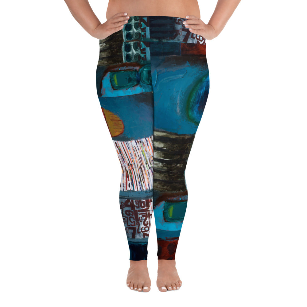 Plus Size Printed Leggings With 3D Flexographic Printing And High