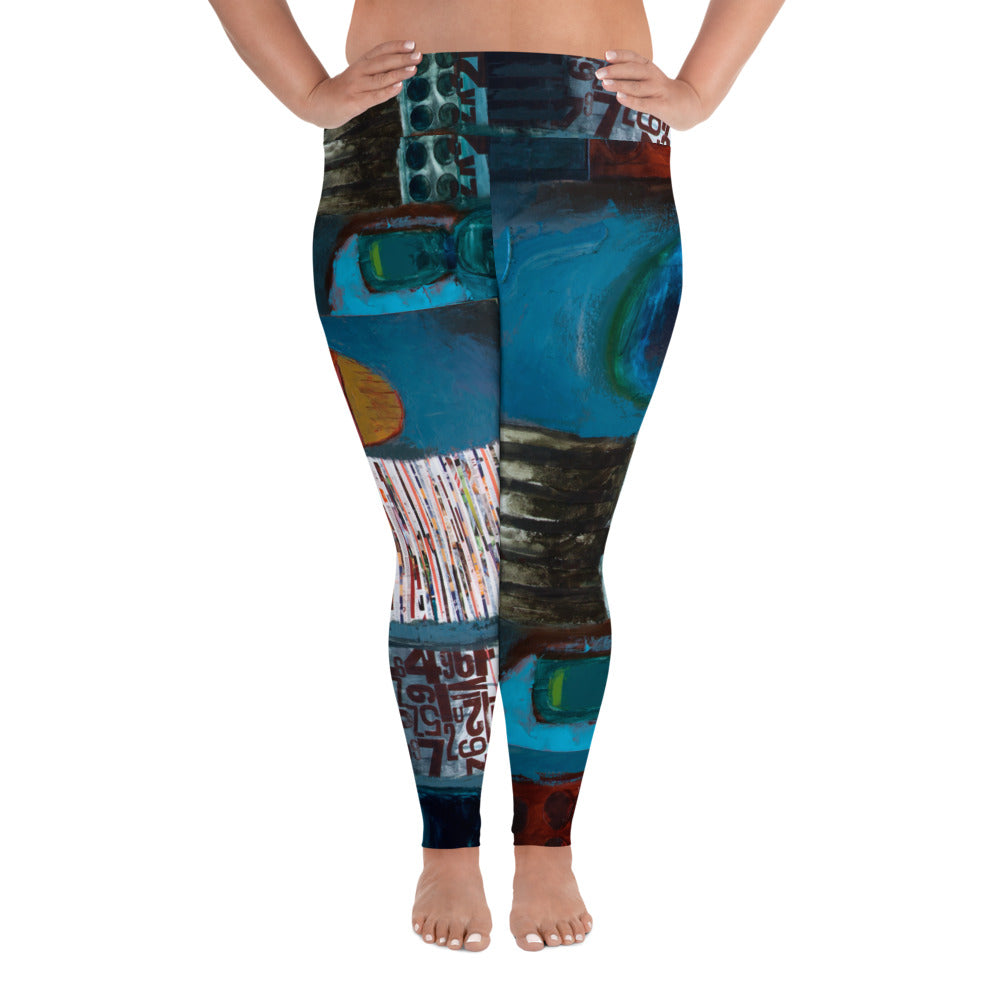 All-Over Print Plus Size Leggings 6 B- Niagaria Green - Mix Koral 