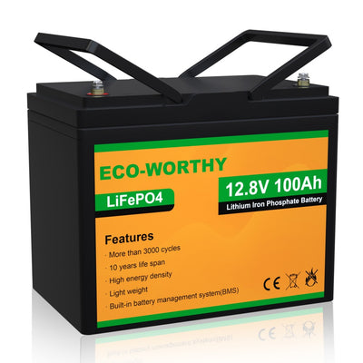 12V 100Ah LiFePO4 Lithium Battery, eco-worthy-uk
