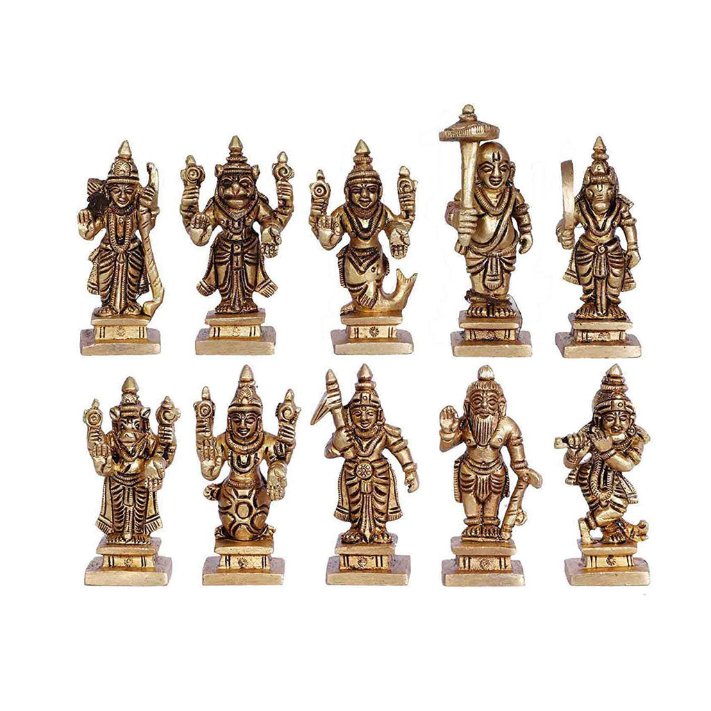 Brass Dashavatara Dasavatharam of Lord Vishnu Statues Ten ...