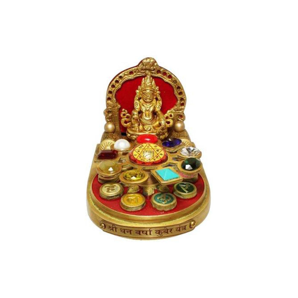 Shri Dhanvarsha Kuber Yantra Chowki In Brass | Buy Online Kuber ...