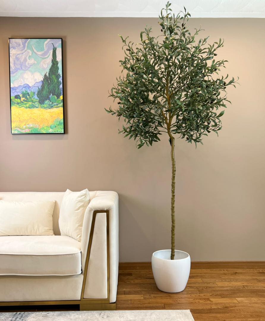 A 7.5 ft tall Artificial Olive Tree