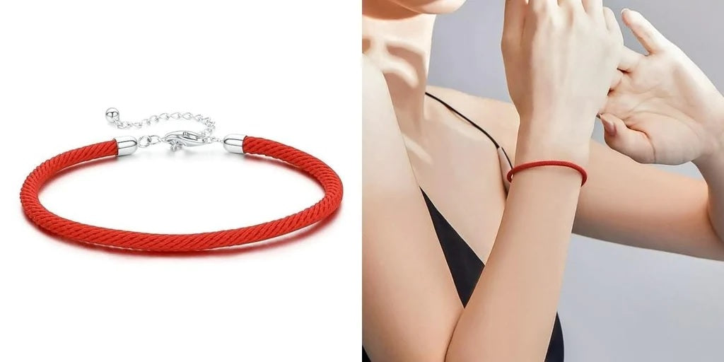 Bracelet Corde Rouge en Argent Sterling