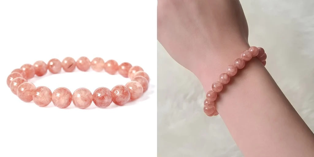 Bracelet en Perles de Quartz Rose