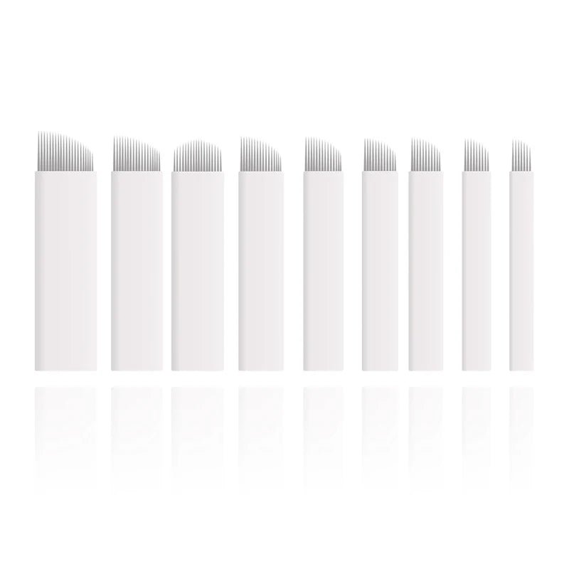 10pcs Microblading 7 9 11 12 14 Pins U Shape Permanent Makeup Eyebrow Flex Tattoo Needles For 3D Lamina Blade Agulhas Tebori
