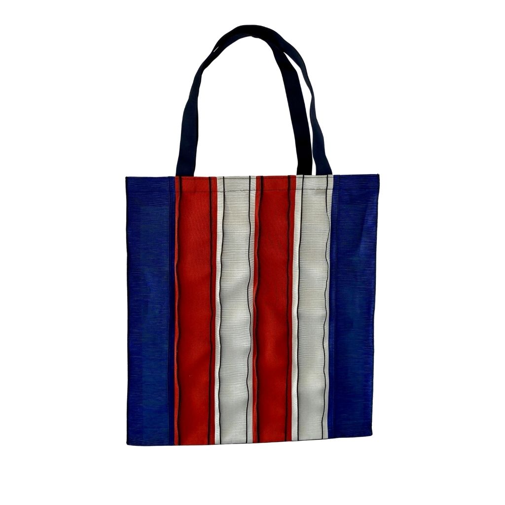 Canvas Bucket Bag - Red Navy Stripe