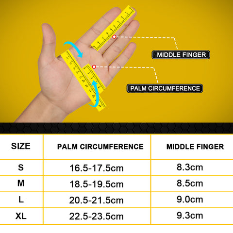Leather Full Finger Gloves - size chart