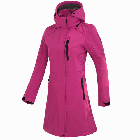 WOMEN OUTDOOR SOFTSHELL FLEECE LONG JACKET