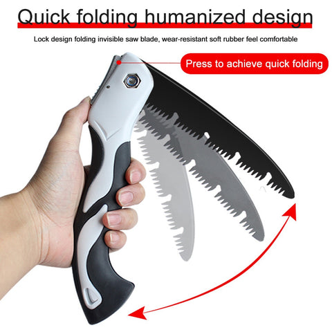 Folding Hand Saw SK5 Steel Blade Soft Rubber Handle.