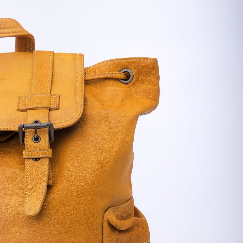 Leather Backpacks By JILD Leather Backpack Travel Laptop Office Bag- Mustard Yellow