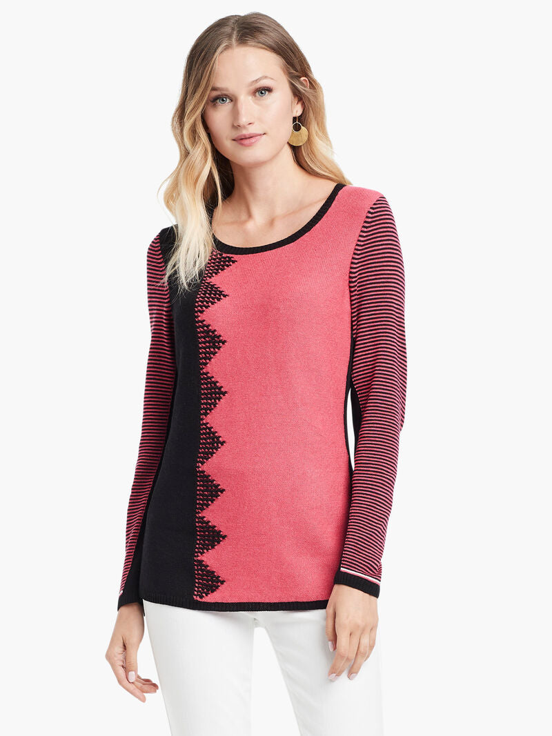 Nic + Zoe | Outer Angle Sweater in Pink Multi | Modern Mom Style Box