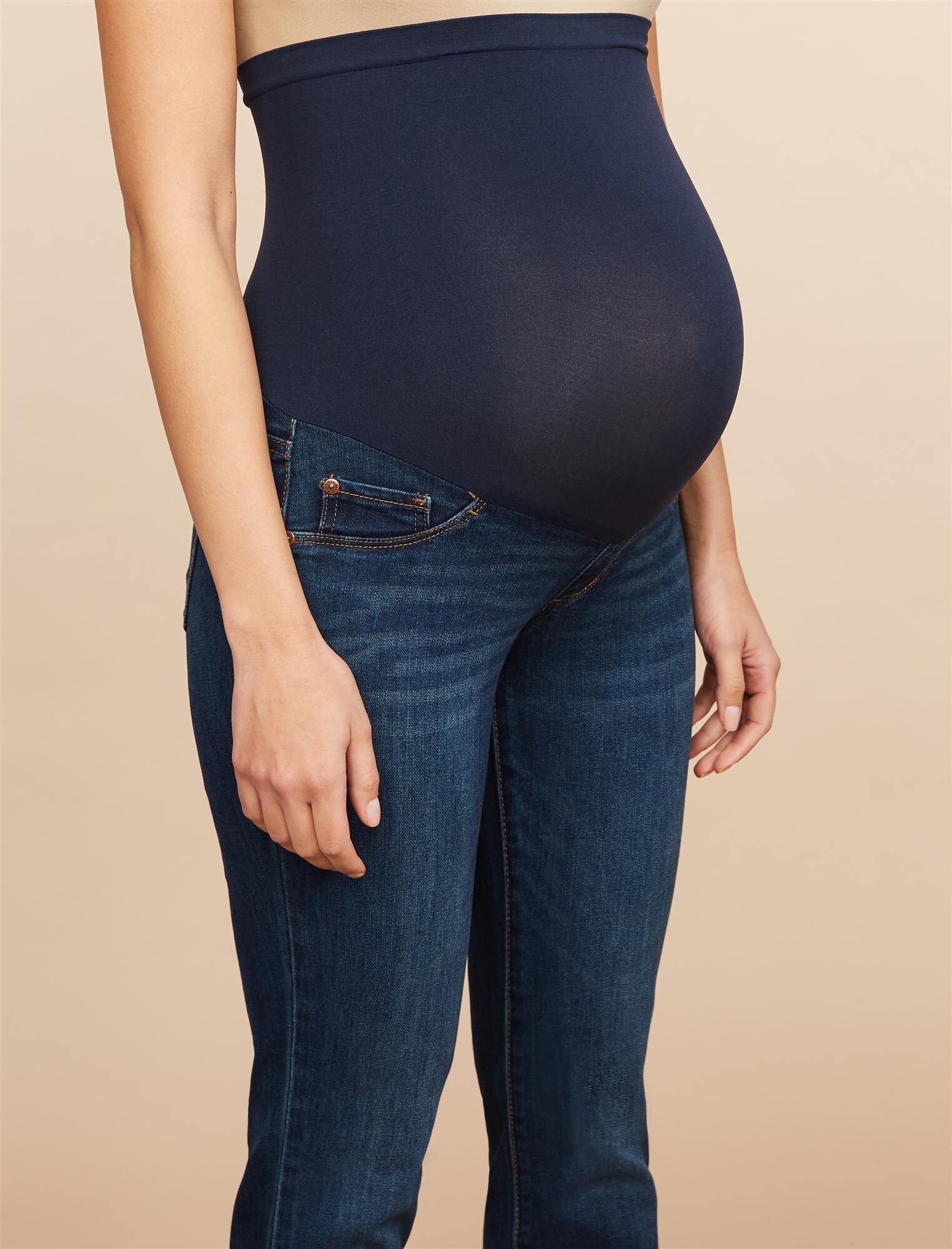 J BRAND Medium Blue Starless Wash MAMA J Skinny Under-Belly Maternity Jeans  32