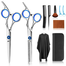 画像をギャラリービューアに読み込む, Hair Cutting Scissors Kits, 10 Pcs Stainless Steel Hairdressing Shears Set Professional Thinning Scissors For Salon/Home