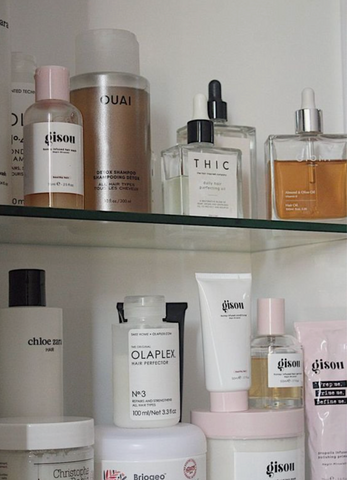 Aesthetic hair products on shelf