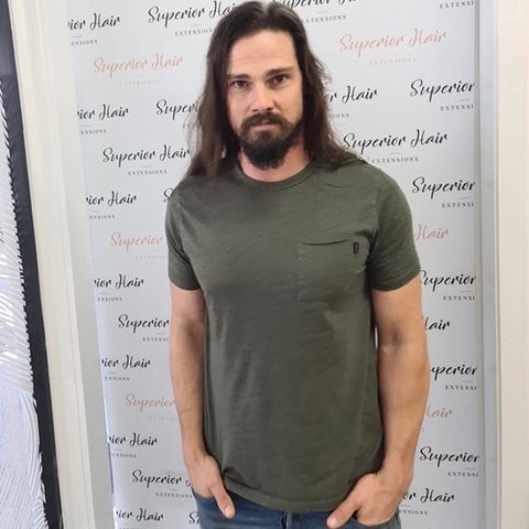 Jay Ryan in long hair provided by Superior Hair Extensions