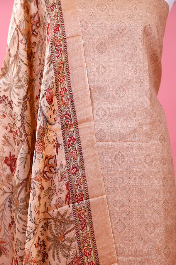PURE DESI TUSSAR SILK DRESS MATERIAL-TSD4 – Gayathri Reddy Traditional  Designer Studio