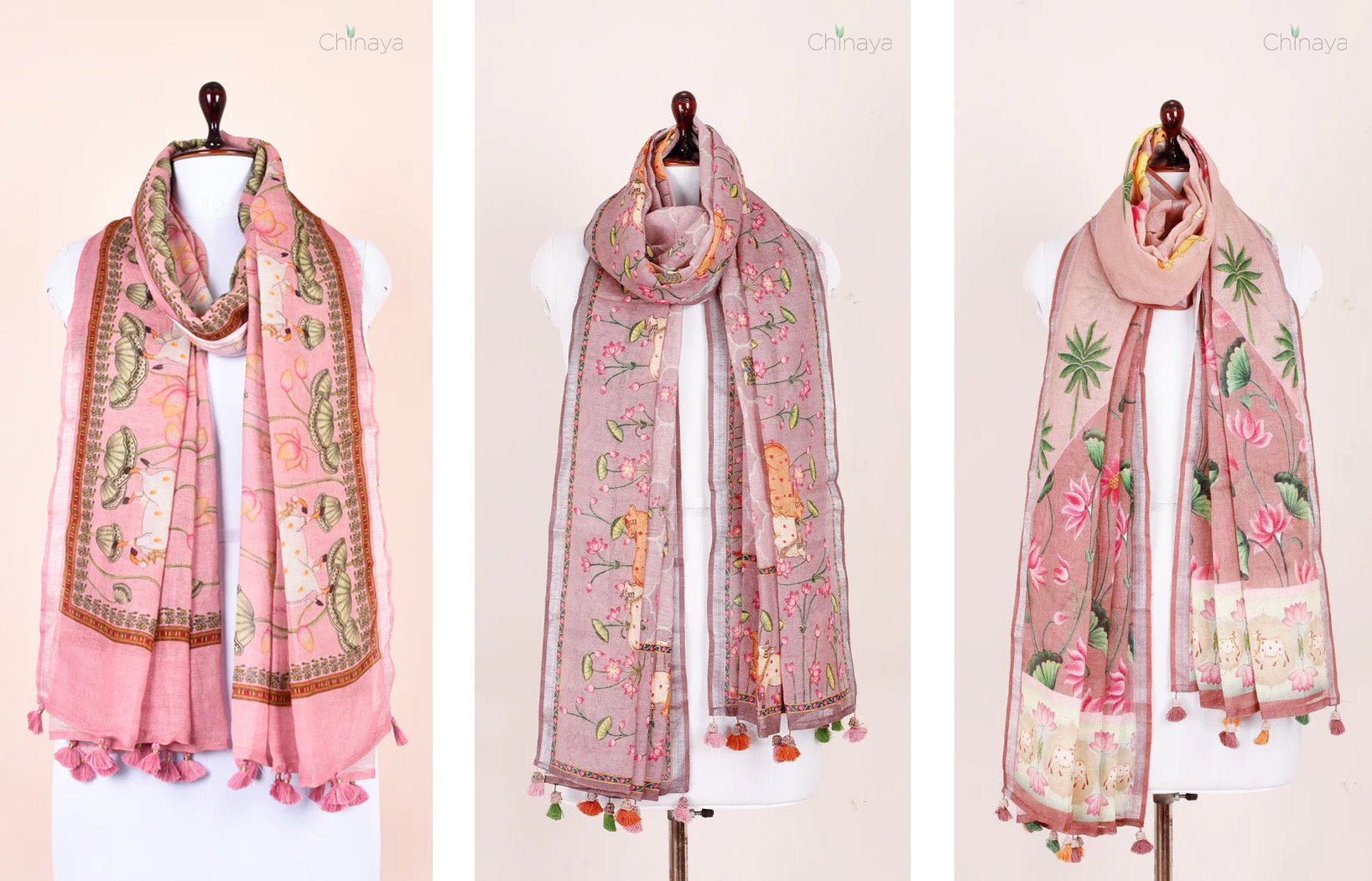 Pink Pichwai Dupatta Designs color shades-01-220224