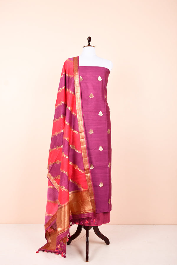Ratnika Vyas In Deep Purple Woven Banarasi Silk Suit Set – Chinaya