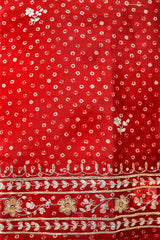 Deep Red Embellished Organza Silk Dress Material
