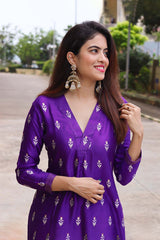Purple Delight Handwoven Banarasi  Silk Suit Set