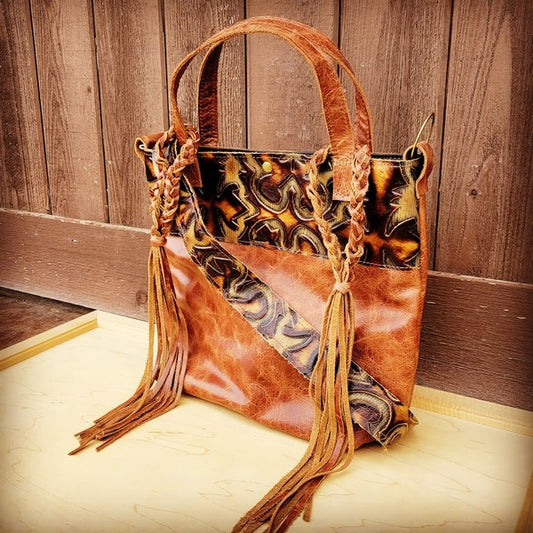 Tejas Leather Bucket Leopard bag with Tan Fringe – Sassy and Sweet Couture