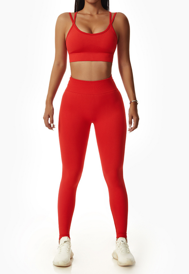 She Sassy Red Scrunch Butt Leggings and Sports Bra Set – TCD Fashion