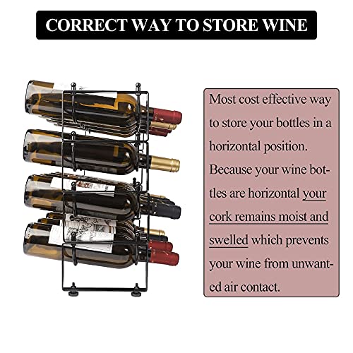 TONLEA 4 Tier Wine Bottle Holder, 16 Bottles Wine Storage, Wine Bottle Rack Stackable, Wine Storage Rack for Cabinet Pantry(Black, Version 1.0)