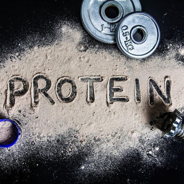 Image of protein powder spelling protein