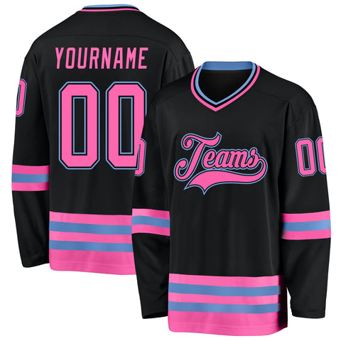 Custom White Light Blue Pink-Black Authentic Two Tone Baseball Jersey