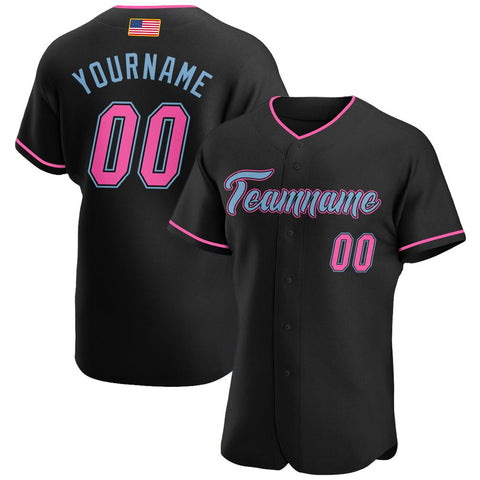 Custom Black Pink-Light Blue Hockey Lace Neck Jersey Fast Shipping –  FiitgCustom