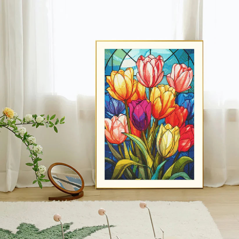 Tulip Floral Dot Diamond Painting Kit For Adults